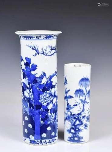 A Group of Two Blue & White Vases Qing