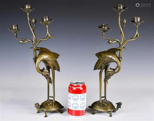 A Pair of Bronze Candle Holders 19thC