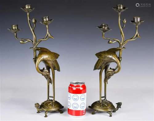 A Pair of Bronze Candle Holders 19thC