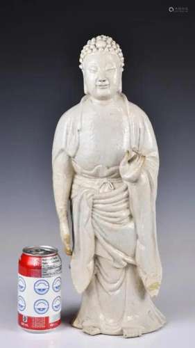 A White-Glazed Rulai Figure w/Stand Qing