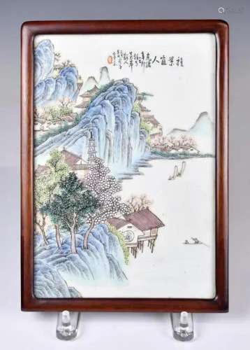 A Landscape Porcelain Plaque in Frame Republican