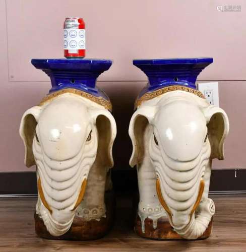 A Pair of Porcelain Elephant Stands 1950s