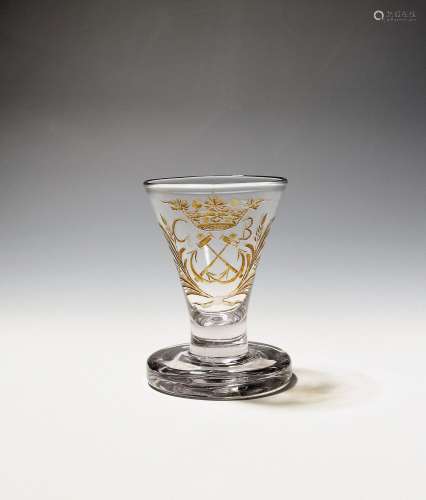 A firing glass c.1760, of Masonic or other symbolic signific...
