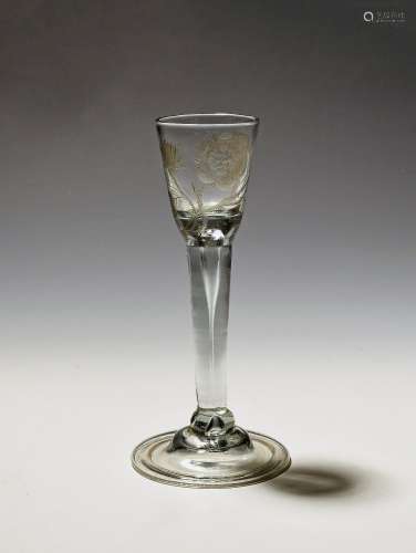 An Irish cordial glass of Jacobite significance c.1740-50, t...