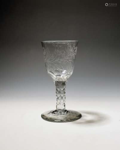A large wine glass or goblet c.1770, the round funnel bowl e...