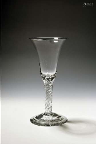 A large wine glass or goblet c.1750, the generous bell bowl ...