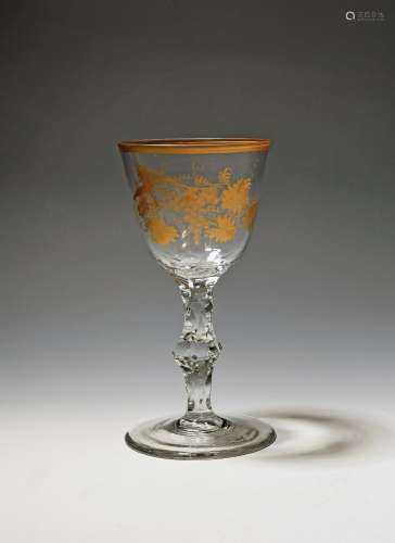 A large wine glass or goblet c.1770, gilded in the London at...