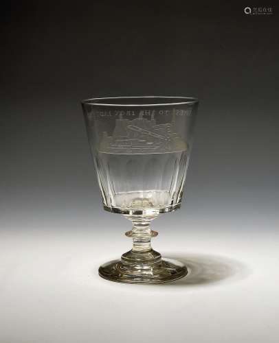 A large glass commemorative rummer c.1840, one side engraved...