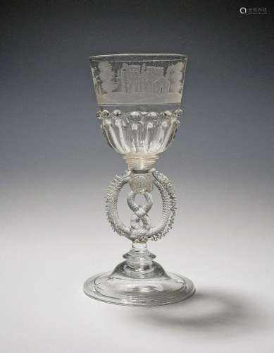 A large façon de Venise goblet 18th century, the rounded bow...