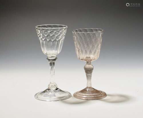 Two façon de Venise wine glasses early 18th century, one of ...