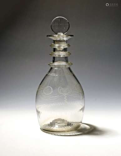 An Irish glass decanter and stopper c.1820, Waterloo Glass W...