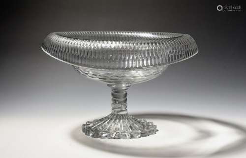 An Irish cut glass bowl or centrepiece c.1820, of navette sh...