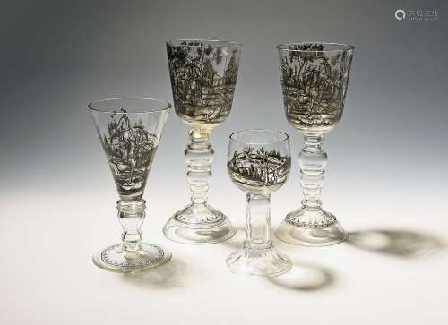 A pair of Bohemian glass goblets 19th/20th century, probably...