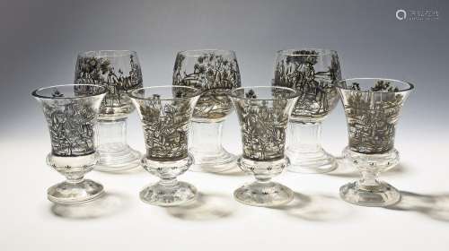 Seven Bohemian glasses or goblets 19th/20th century, probabl...