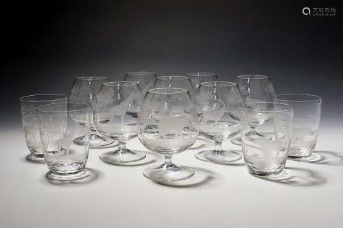 Eight Rowland Ward brandy glasses and four tumblers modern, ...
