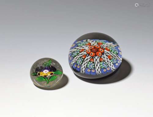 A miniature Baccarat paperweight c.1860-65, set with a speci...