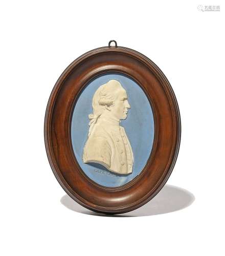 A Wedgwood Jasperware portrait plaque of Captain James Cook ...