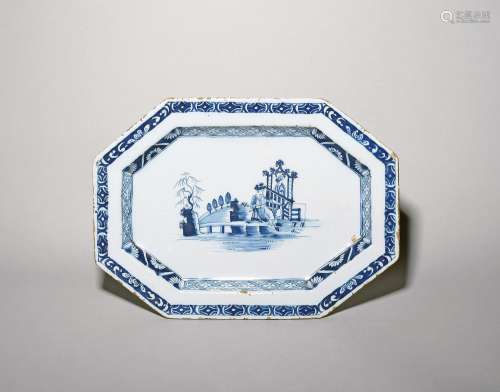 An octagonal delftware charger c.1770, Dublin or Liverpool, ...