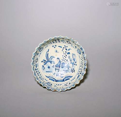 A delftware bowl c.1730, probably Bristol, painted to the in...