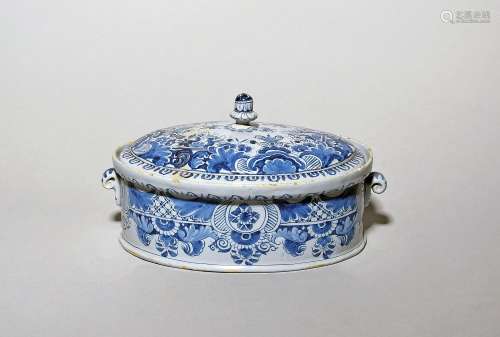 A faïence oval tureen and cover mid 18th century, the straig...