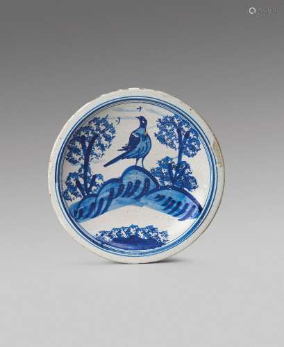 A small Brislington delftware dish c.1690-1710, painted with...