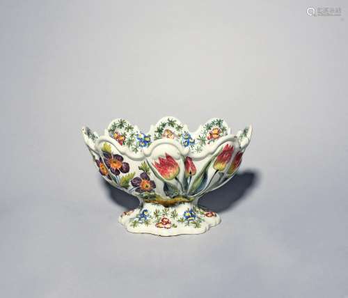 A Nove di Bassano faïence monteith 19th century, the moulded...