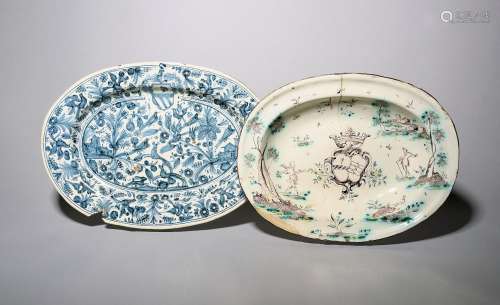 Two Savona maiolica armorial dishes late 17th/18th century, ...