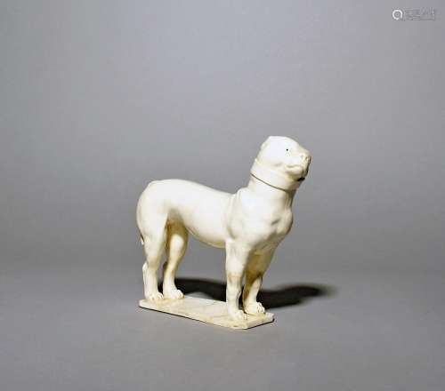 A rare creamware model of a dog 18th/early 19th century, sta...