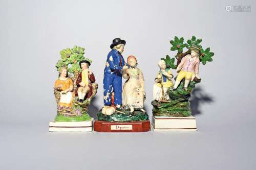Three Staffordshire pearlware figure groups early 19th centu...