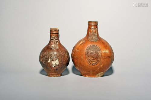Two Cologne or Frechen (Germany) stoneware bellarmines or Ba...