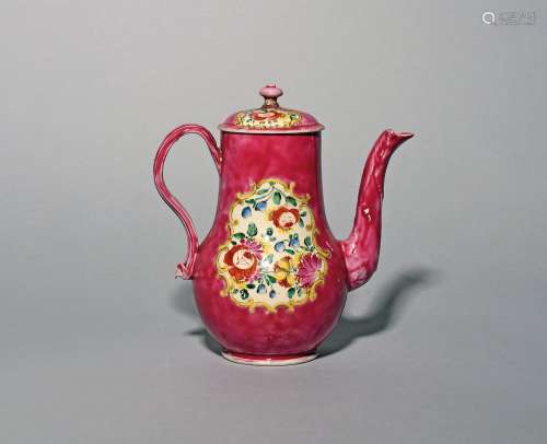 A Staffordshire salt-glazed coffee pot and cover c.1760-65, ...