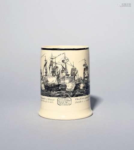 A commemorative creamware frog mug c.1805, printed in black ...