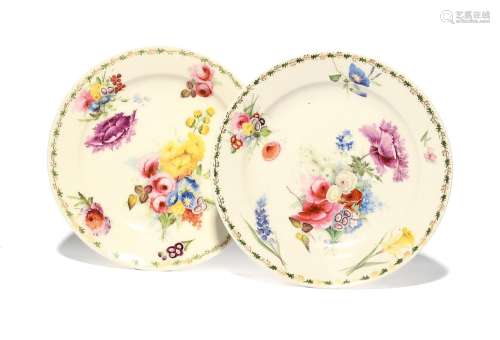 A pair of Swansea plates c.1815-17, painted probably by Henr...