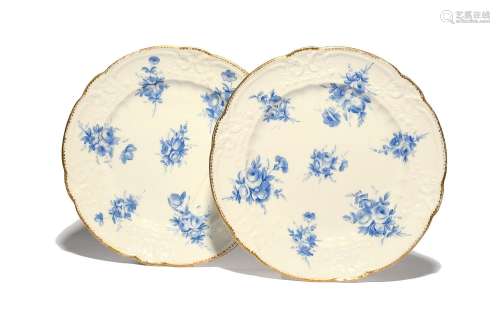 A pair of Nantgarw dessert plates c.1818-20, painted in Lond...