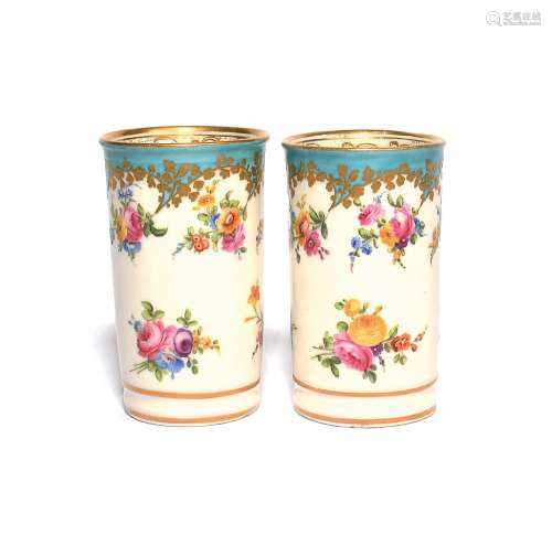 A pair of Nantgarw spill vases c.1818-20, London-decorated p...