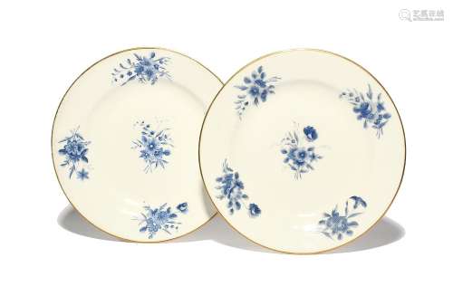 A pair of Nantgarw plates c.1818-20, painted in London with ...