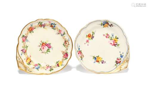 Two Nantgarw dessert dishes c.1818-20, one painted in the Sè...