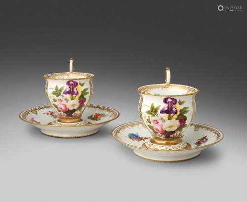 A pair of Swansea cabinet cups and saucers c.1815-17, London...
