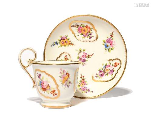 A Nantgarw cabinet cup and saucer c.1818-20, each piece pain...