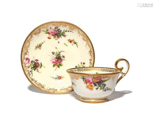 A Nantgarw cup and saucer c.1818-20, decorated probably in L...