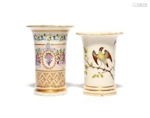 Two Swansea spill vases c.1815, of glassy paste and flared t...