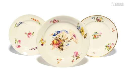 Three Swansea plates c.1815-17, painted probably by Henry Mo...