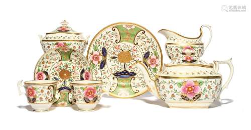 A Swansea part tea service c.1815-17, decorated in an extend...