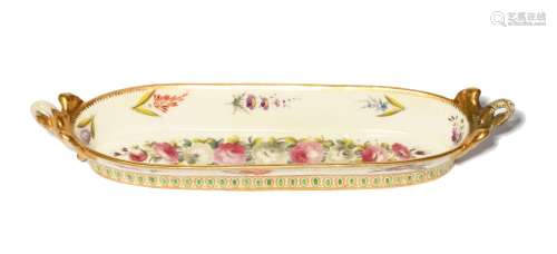 A rare Swansea pen tray c.1815-17, the long form with swan h...