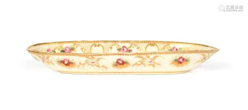 A Nantgarw pen tray c.1818-20, the oval form painted with sp...