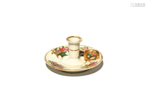 A Swansea taperstick c.1815-17, the drip pan boldly painted ...
