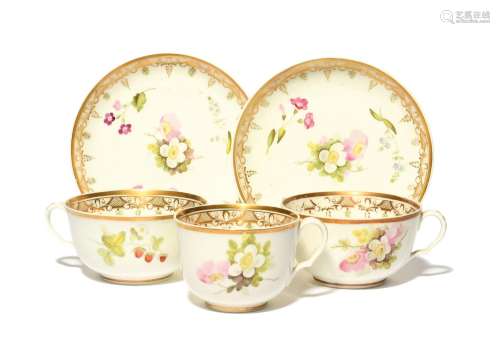 A Swansea trio and a cup and saucer c.1815-17, the trio comp...