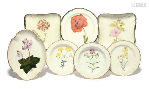 A group of Cambrian (Swansea) pearlware botanical dishes c.1...
