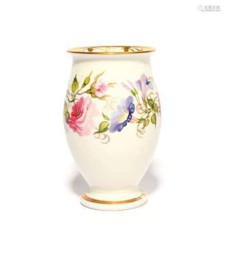 A Swansea spill vase c.1815-17, the barrel-shaped body paint...