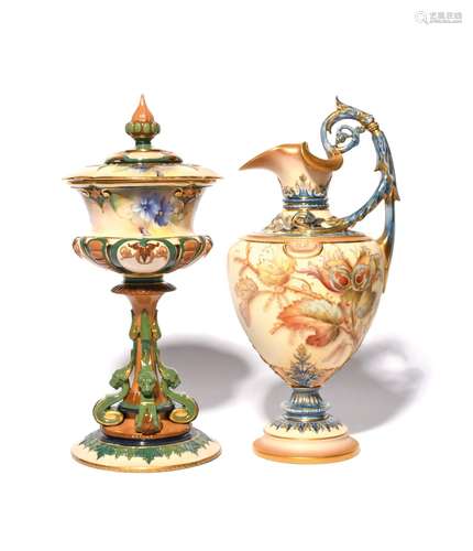 A Royal Worcester ewer date code for 1893, of shape 1309, de...